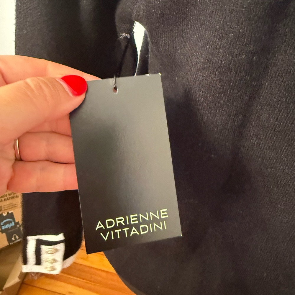 Adrienne Vittadini Black Cardigan with Cream Accents - Picture 4 of 8